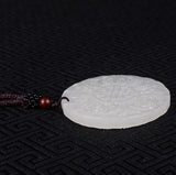 Chinese Jade Double Faced Hollow Bat Pendant Necklace Charm Jewellery