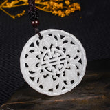 Chinese Jade Double Faced Hollow Bat Pendant Necklace Charm Jewellery
