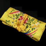 Chinese Wind Silk Jewelry Organizer Pouch Zipper Bag Travel Roll Bag