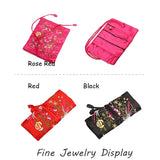 Chinese Wind Silk Jewelry Organizer Pouch Zipper Bag Travel Roll Bag