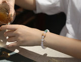 Chinese Agate Beaded Strand Bracelet Women Ethnic Fine Jewelry