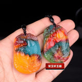 Xinjiang Colorful Jade Carp Pendant Necklace Hand-Carved Luck Amulet Chain