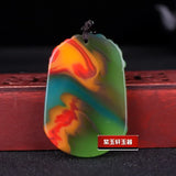 Xinjiang Colorful Jade Carp Pendant Necklace Hand-Carved Luck Amulet Chain