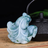 Chinese Xinjiang Colorful Jade Goldfish Pendant Necklace