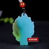 Xinjiang Colorful Jade Nine Tailed Fox Pendant Necklace Charm Lucky Amulet