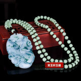 Chinese Xinjiang Jade Ruyi Abacus Pendant Necklace Luck Men Chain