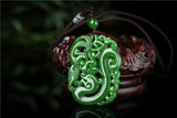 Xinjiang Green Hollow Dragon Phoenix Jade Pendant Necklace