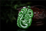 Xinjiang Green Hollow Dragon Phoenix Jade Pendant Necklace