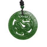 Chinese Xinjiang Green Jade Dragon Pendant Necklace Amulet Luck Men
