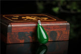 Xinjiang Green Jade Water Drop Pendant Necklace Amulet Luck Men Sweater Chain