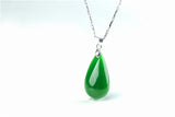 Xinjiang Green Jade Water Drop Pendant Necklace Amulet Luck Men Sweater Chain