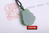 Chinese Xinjiang Green Jade Maitreya Buddha Pendant Necklace Amulet Luck