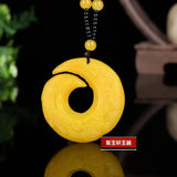 Chinese Yellow Jade Dragon Pendant Necklace Luck Amulet