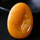 Chinese Yellow Jade Guanyin Pendant Necklace Charm Jewellery