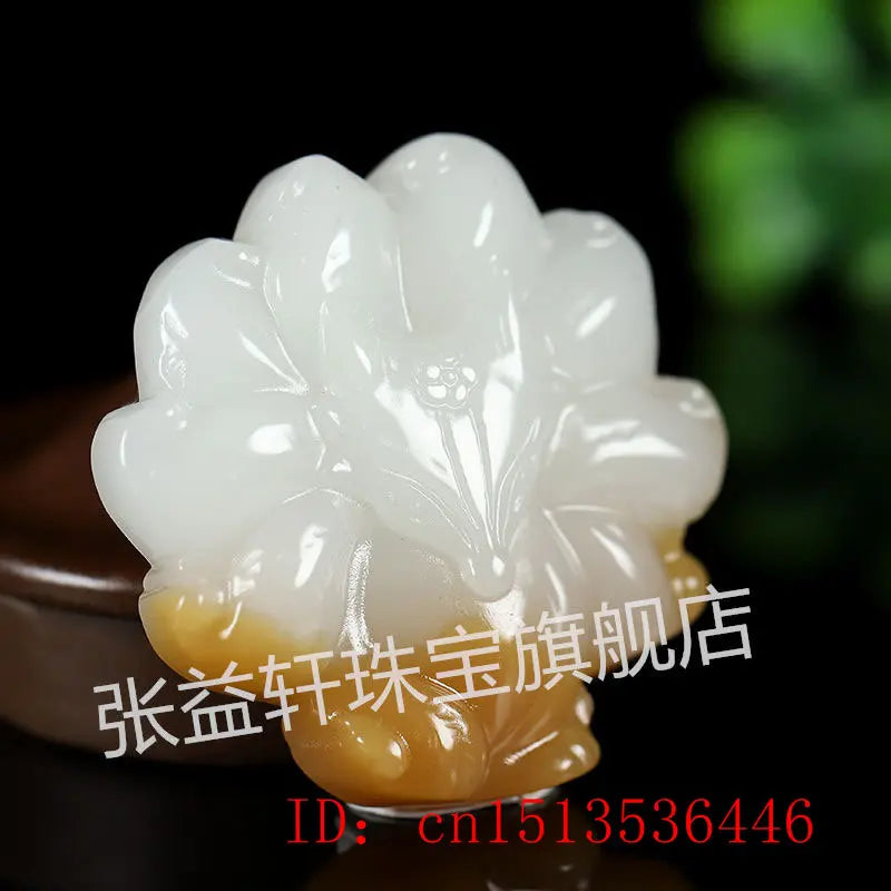 Chinese Yellow Jade Nine-tailed Fox Pendant Necklace Charm Jadeite Jewelry
