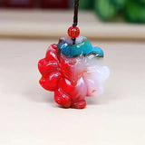 Chinese Yellow Jade Nine-tailed Fox Pendant Necklace Charm Jadeite Jewelry