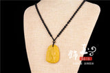 Chinese Yellow Jade Ruyi Abacus God Wealth Pendant Necklace