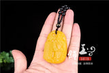 Chinese Yellow Jade Ruyi Abacus God Wealth Pendant Necklace