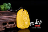 Chinese Yellow Jade Ruyi Abacus God Wealth Pendant Necklace