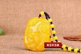 Chinese Yellow Jade Zodiac Tiger Pendant Necklace Charm Jewellery