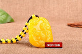 Chinese Yellow Jade Zodiac Tiger Pendant Necklace Charm Jewellery
