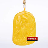 Chinese Yellow Jade Zodiac Tiger Pendant Necklace Hand-Carved Luck Amulet