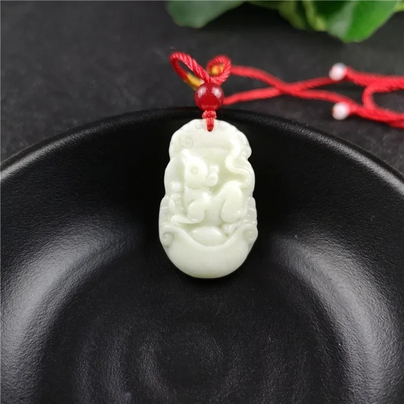 Chinese Zodiac Jade Pendant Necklace Charm Lucky Amulet
