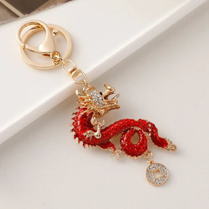 Dragon Pendant Keychain Crystal Key Ring Accessory Gift