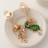 Dragon Pendant Keychain Crystal Key Ring Accessory Gift