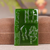 Chinese Zodiac Green Jade Pendant Necklace Natural Jadeite Charm Jewelry