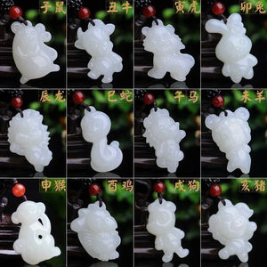 Chinese Zodiac Jade Pendant Amulet Charm Jewelry Natural Jadeite