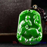 Chinese Zodiac Jade Pendant Necklace Men Women Jewelry Green Amulet