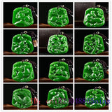 Chinese Zodiac Jade Pendant Necklace Men Women Jewelry Green Amulet
