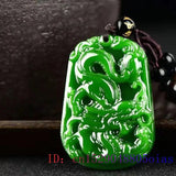 Chinese Zodiac Jade Pendant Necklace Men Women Jewelry Green Amulet