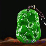 Chinese Zodiac Jade Pendant Necklace Men Women Jewelry Green Amulet