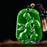 Chinese Zodiac Jade Pendant Necklace Men Women Jewelry Green Amulet