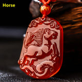 Chinese Zodiac Jade Pendant Necklace Men Women Jewelry Amulet