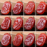 Chinese Zodiac Jade Pendant Necklace Men Women Jewelry Amulet