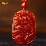 Chinese Zodiac Jade Pendant Necklace Men Women Jewelry Amulet