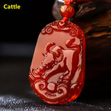 Chinese Zodiac Jade Pendant Necklace Men Women Jewelry Amulet