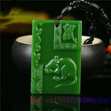 Chinese Zodiac Jade Pendant Necklace Green Jadeite Amulet Charm
