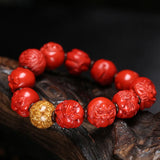 Chinese Zodiac Red Organic Cinnabar Bracelet