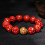 Chinese Zodiac Red Organic Cinnabar Bracelet