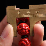 Chinese Zodiac Red Organic Cinnabar 14MM Beads Elastic Bracelet