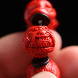 Chinese Zodiac Red Organic Cinnabar 14MM Beads Elastic Bracelet