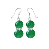 Chinese Agate Gourd Eardrop Pure Silver and Jade Retro Earrings