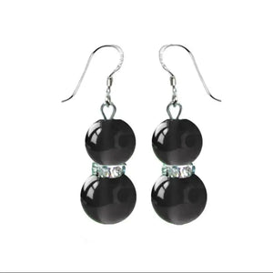 Chinese Agate Gourd Eardrop Pure Silver and Jade Retro Earrings