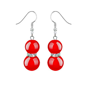 Chinese Agate Gourd Eardrop Pure Silver and Jade Retro Earrings
