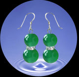 Chinese Agate Gourd Eardrop Pure Silver and Jade Retro Earrings
