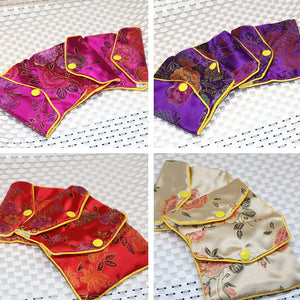 Chinese Antique Flower Cloth Jewelry Box, Mixed 5pcs